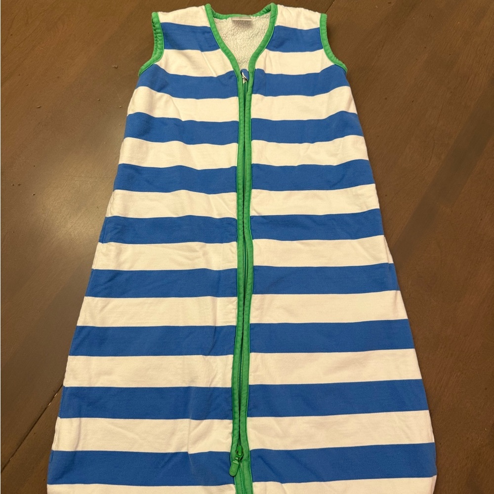Hanna Andersson Striped Sleep Sack with Green Trim, 6-12 Months
